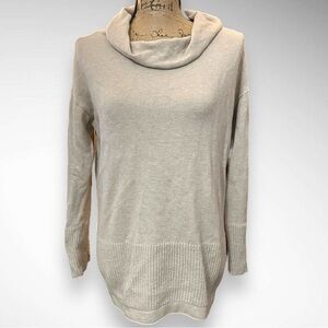 J.JILL PURE JILL Women's Beige Cowl Neck Lightweight Wool Blend Sweater XS | EUC